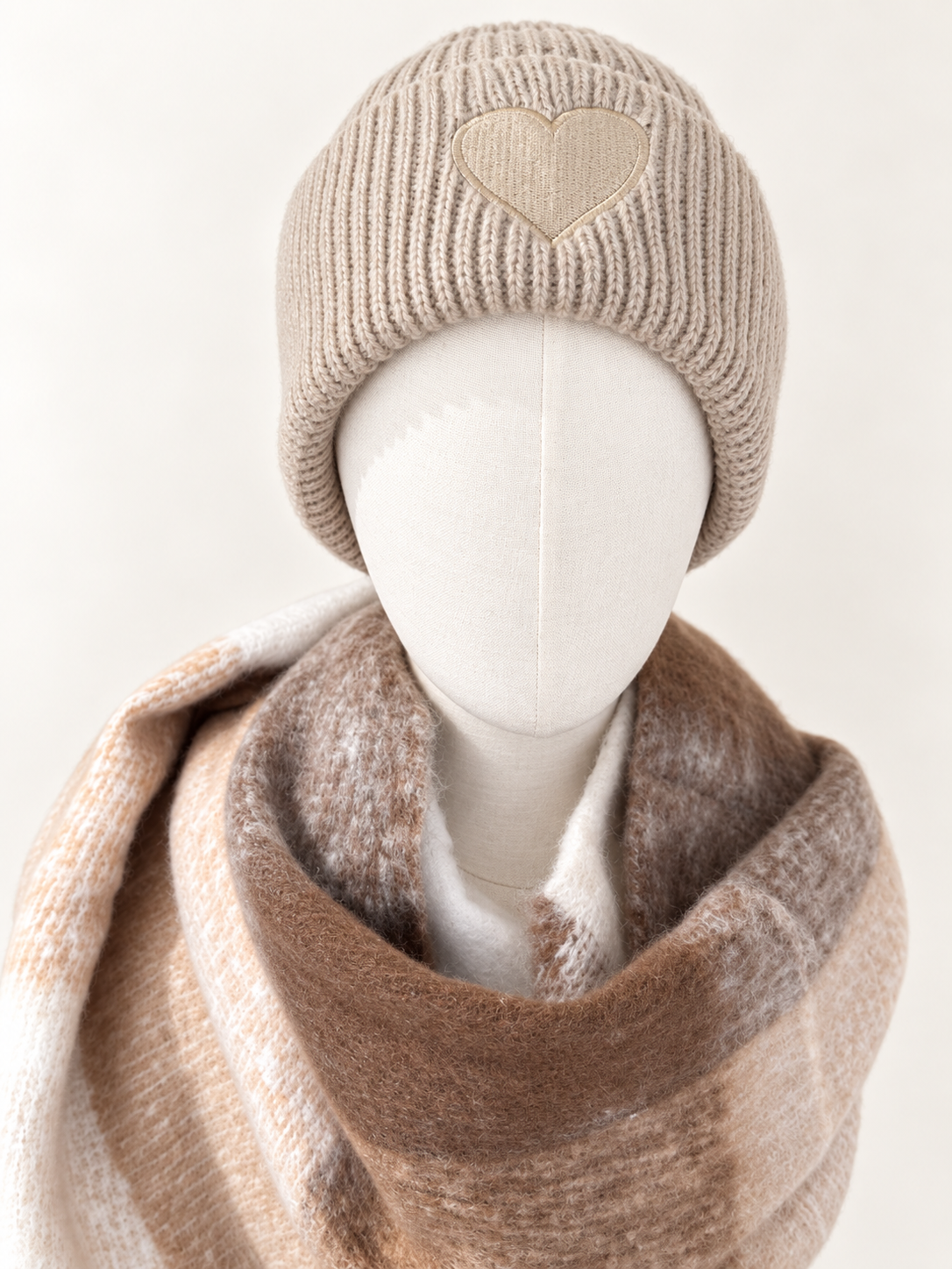 Mütze Heart Beige