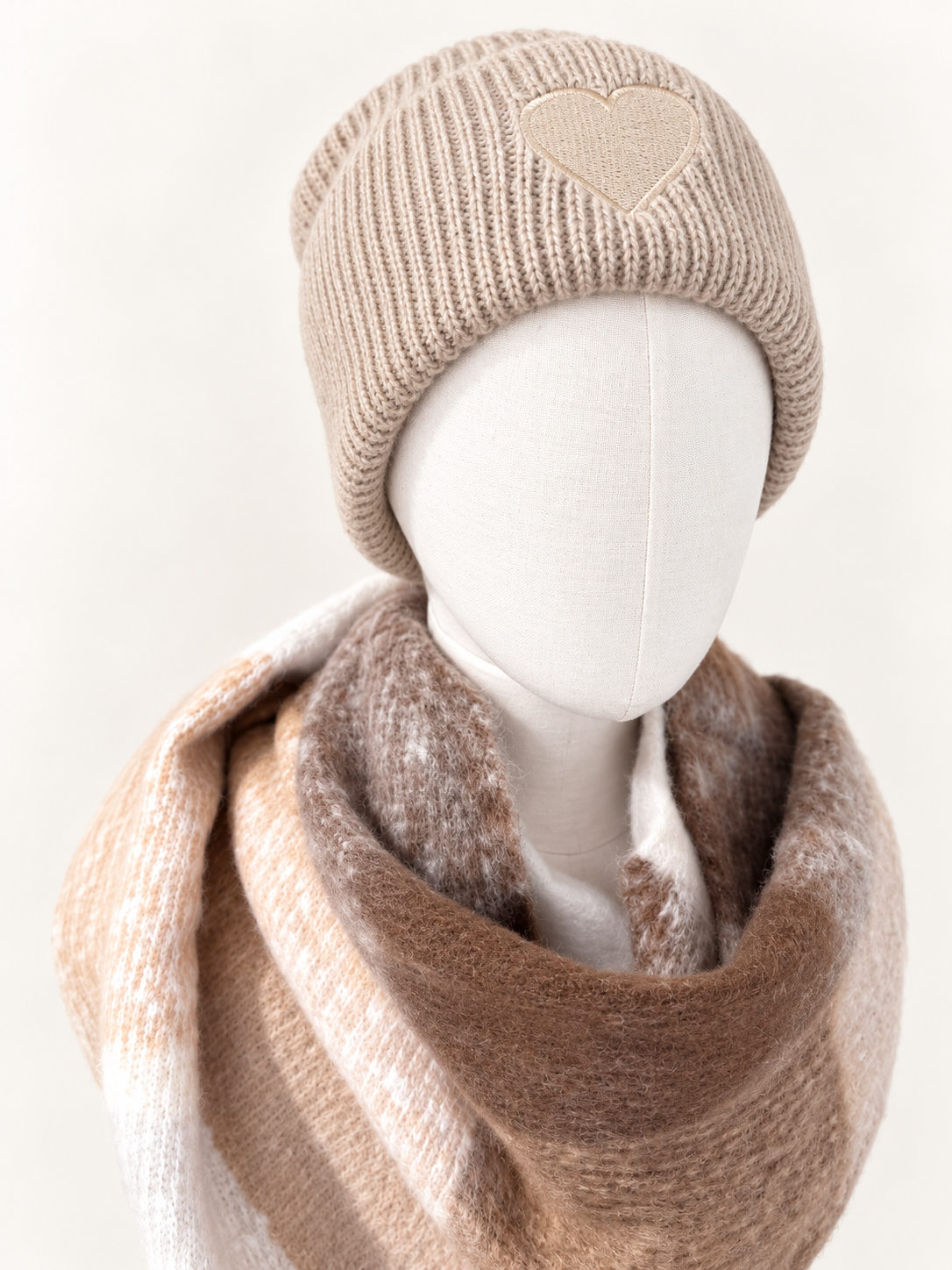 Mütze Heart Beige